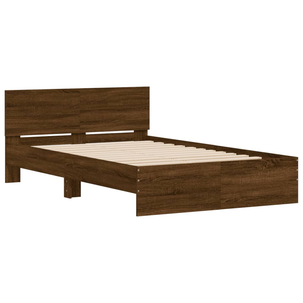 Vidaxl Rama Łóżka Z Wezgłowiem, Brązowy Dąb, 120X190 Cm