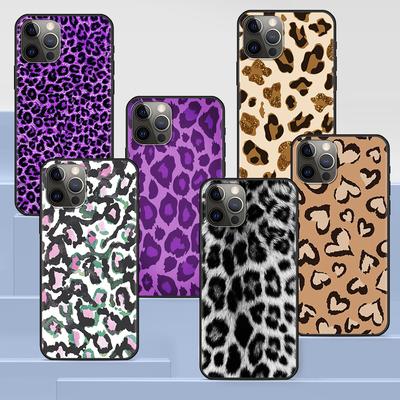 Leopard Print Case For Apple Iphone 14 11 13 12 Pro Max Xr 7 8 +Se 2020 Xs 6 6s Plus 5 5s Fashion Black Silicone Phone Cover