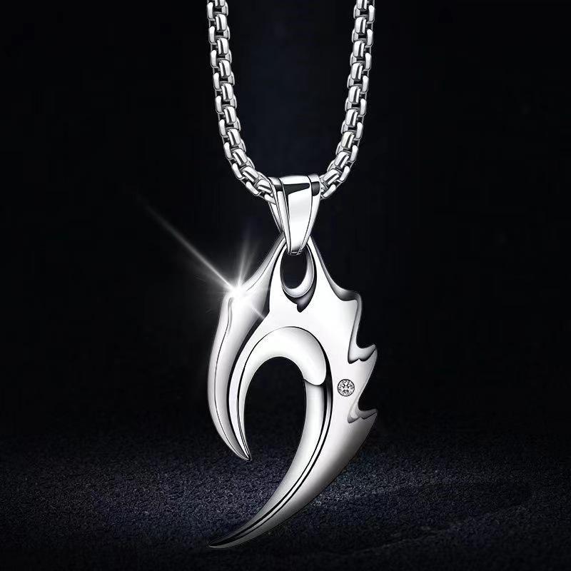 Men's Trendy Wolf Tooth Necklace - Unique, Colorfast Pendant with High-End European & American Design
