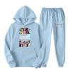 Women's Hooded Sports Tracksuit Unisex Two-Piece Running Outfits Long Sleeve Pullover Hoodies Sweatshirt+Sweatpants Set