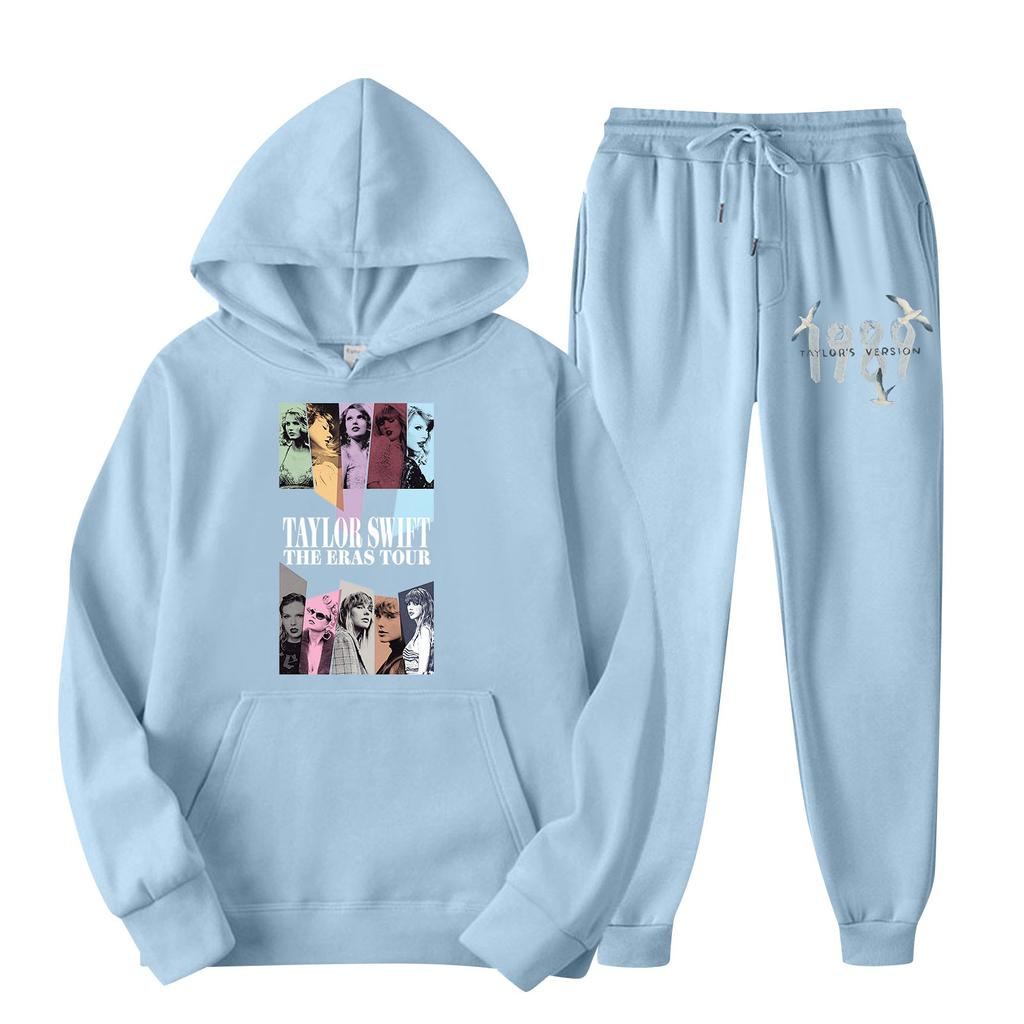 Women's Hooded Sports Tracksuit Unisex Two-Piece Running Outfits Long Sleeve Pullover Hoodies Sweatshirt+Sweatpants Set