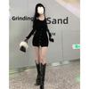 Black Suspender Two-Piece Look Dress - Slimming Autumn 2025