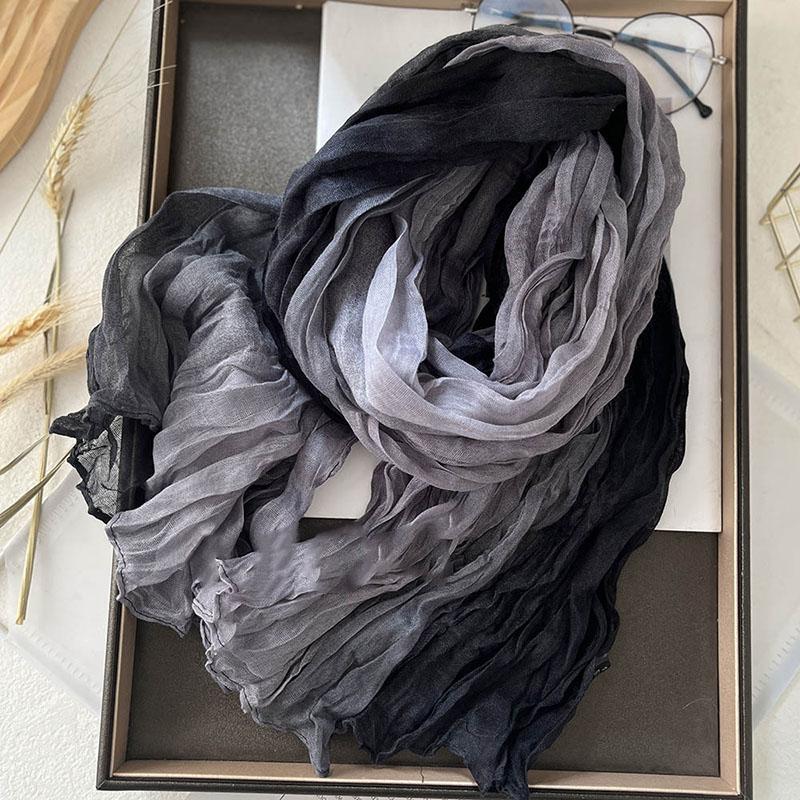 Damen Koreanischer Warmer Baumwoll-Leinen Farbverlauf Schal Herbst Winter Elegantes Vielseitiges Jacken-Nackentuch Langes Weiches Schal Modeartikel