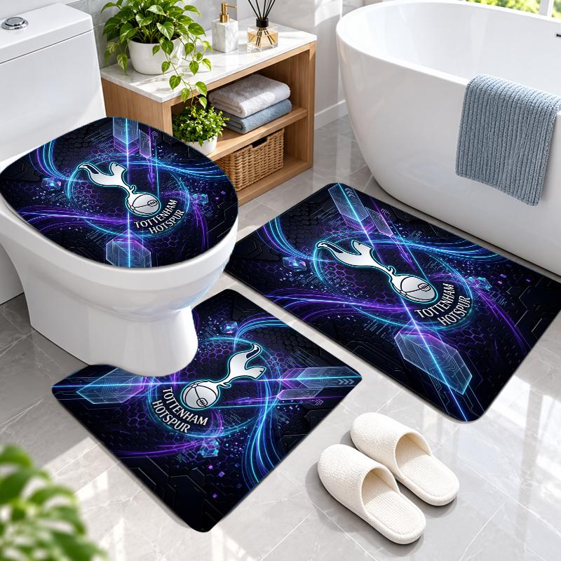 3Pcs Flannel Toilet Mat Set Tottenham Hotspur Bathroom Rug Bath Carpet Non Slip Home Decor