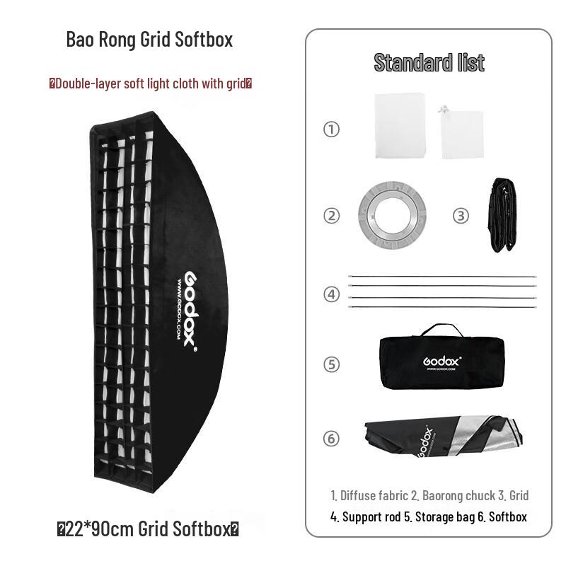 Godox Bowens Mount Strip Softbox with Grid