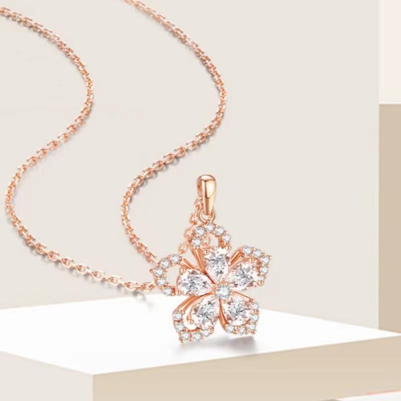 

Транспортировка маленького колье Peach Blossom для женщин с легкой роскошной нишевой высококачественной цепочкой из розового золота Summer Forest Collarbone