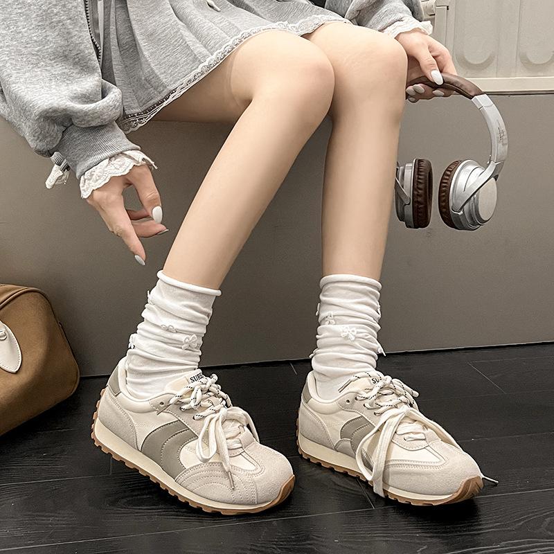 [Fanjiamei] Thick-soled Color Matching German Training Shoes Women's 2025 Summer Fashion Casual Shoes Versatile Waffle Forrest Gump Shoes