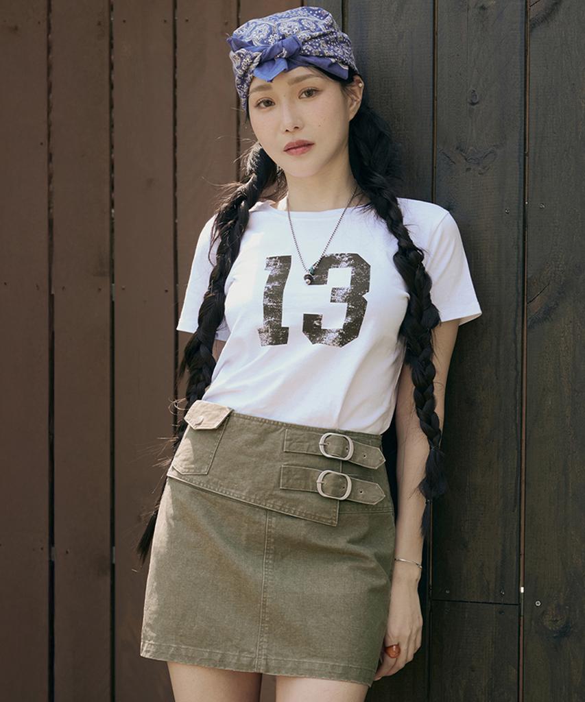 Moleubeu13 Faded Belted Miniskirt