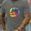 Unisexs Geometric Volleyball Print Crew Neck Tshirt Breathable Tee With Colorful Design Regular Fit Casual Short Sleeve Top