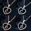 Heart Letters 26 Love Crystal Women Silver Plated Chain Jewelry Necklace