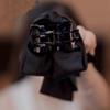 Korean Black Bow Hair Clip for Women - 2025 High-End Ponytail Hairpin, Small Claw Half-Up Clip