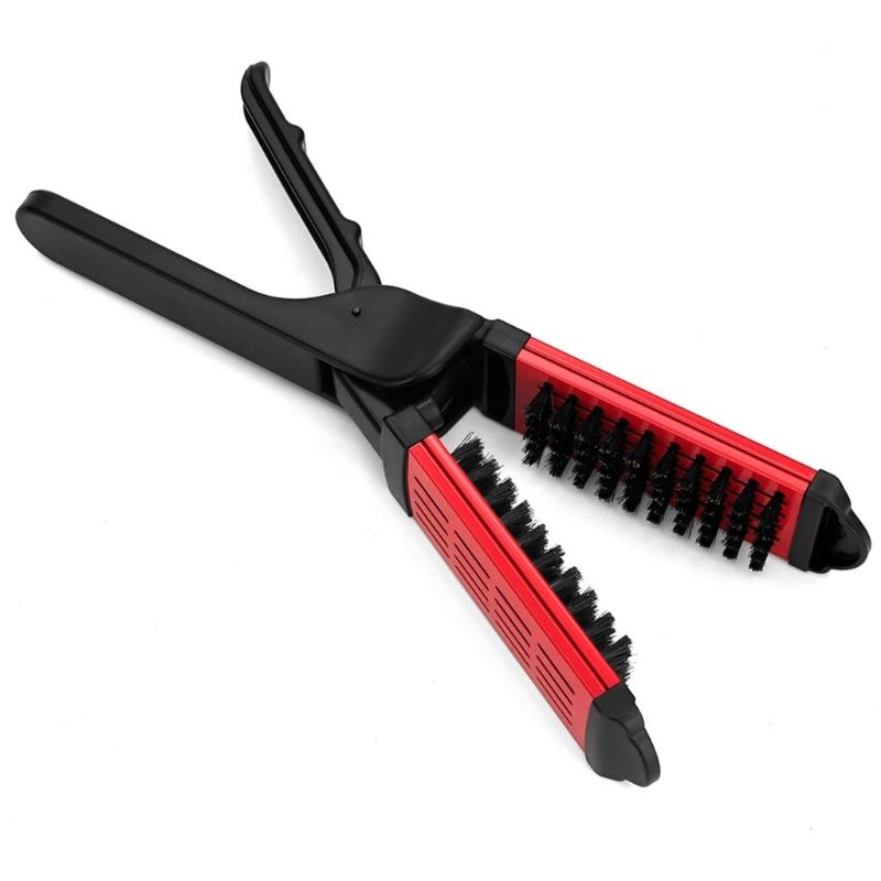 Double Sided Straightening Brush Clamp Hair Brush V-Shape Hair Styling Comb Hairdressing Tool for Home Barber Shop