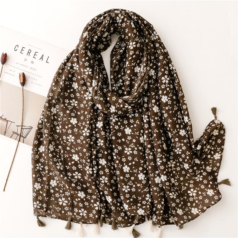Women Spain Fashion Viscose Scarf Lovely Sunflower Tassel Shawl Wrap Neck Pashmina Stole Winter Foulard Bufandas Muslim Hijab