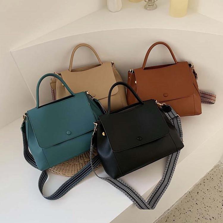 Damen PU Ledertasche Hohe Kapazität Monochrome Umhängetasche Weibliche Reise Umhängetasche Blau Wintermode