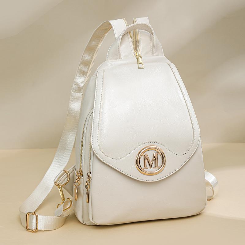 Flip-top Ladies' Small Backpack: Fashionable Casual Simple and Large-capacity Double-shoulder Backpack