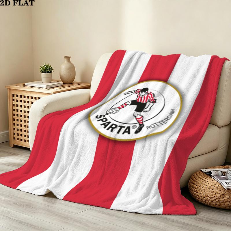 Sparta Rotterdam Print Flannel Blanket, High quality Comfortable for All Seasons, Home Decor, Warmth and Comfort, Perfect for Christmas Gifts