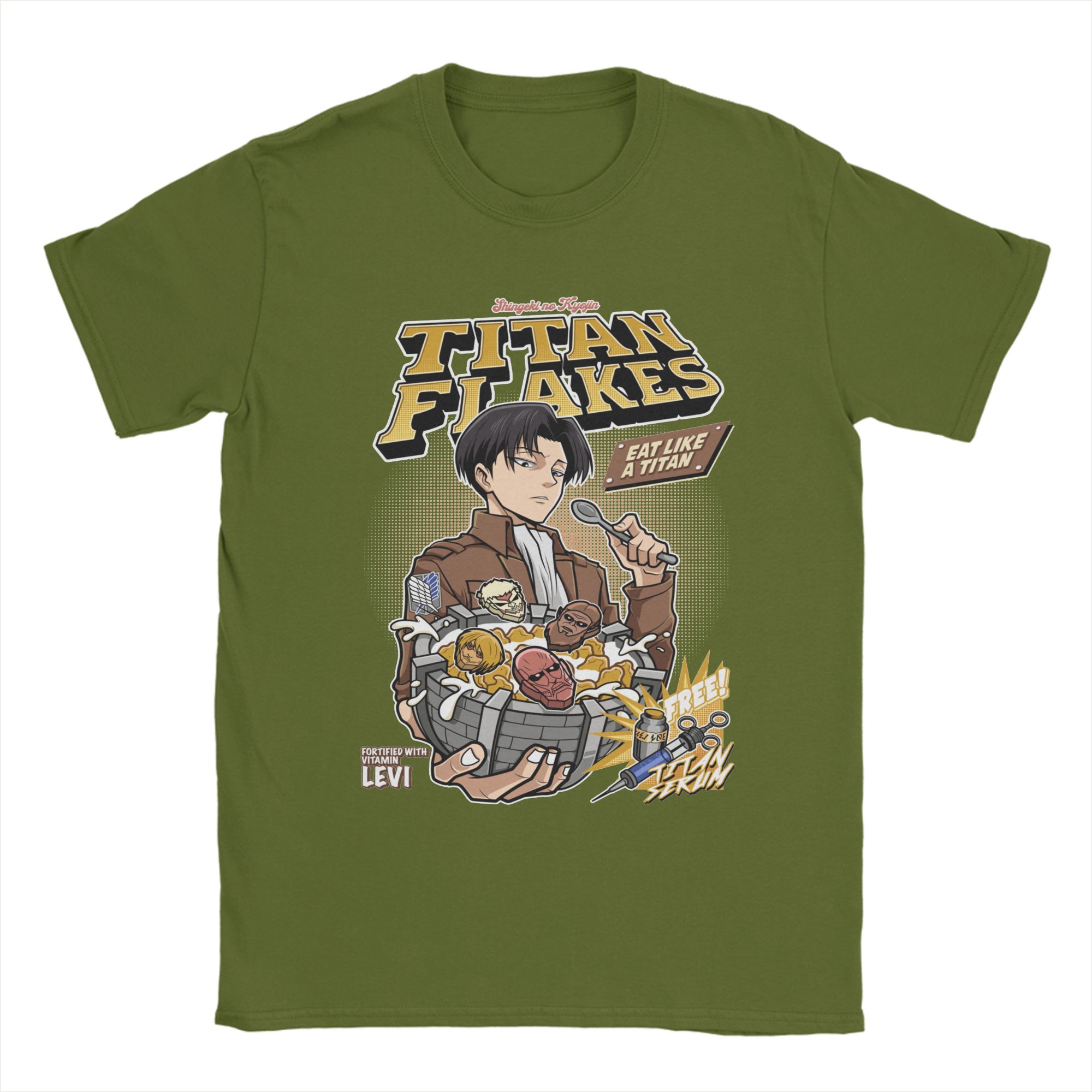 

Titan Flakes Attack On Titan T Shirt for Men 100% Cotton Vintage T-Shirts Round Neck AOT Anime Tee Shirt Short Sleeve Clothing 4XL