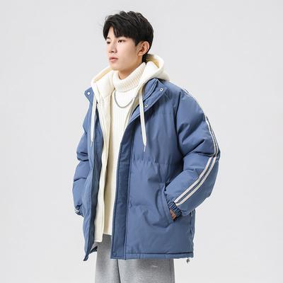 Fake Two-piece Cotton-padded Jacket for Men's Loose and Thickened Cotton-padded Jacket In Winter, Striped Couple Bag Jacket.