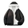 Unisex Thickened Winter Faux Rabbit Fur Jacket with Velvet Lining - Warm Hooded American Style