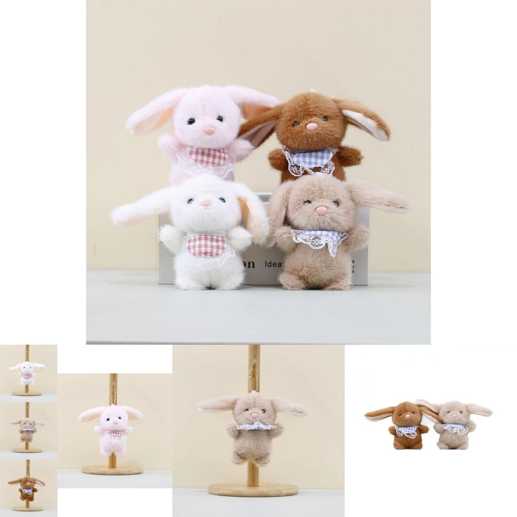Cute Plush Bunny Pendant Keyring Fluffy Stuffed Animal Decorative Doll For Bags