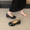 Heel height 3.5cm~ Retro thick heel split-toed pig's trotter shoes women's 2025 one-pedal niche commuter ballet shallow mouth single shoes