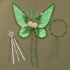 Flower Crown Forest Fairy Wings Set Nature Style Magic Wand Butterfly Wings Accessories Girls Costume Kids Dress Up Props
