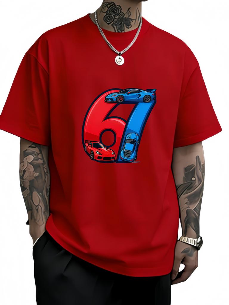 Mens Fashion Footballstyle Size 67 Highquality Loose Outdoor Casual Roundneck Top