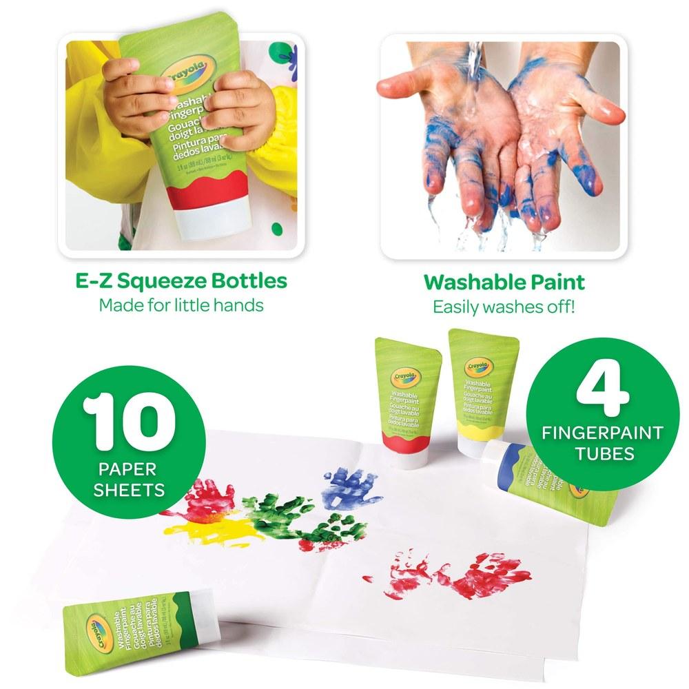 Crayola My First Washable Fingerpaint Set 4 Colors Water Washable Tube Paints Suitable for 1 Year and Older