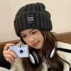 Big head circumference retro twist - autumn and winter versatile warm face small ear hat enlarged version knitted hat