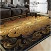 Gold und Schwarz Teppich Blumendruck Vintage Europäischer Luxus Geeignet für Wohnzimmer Schlafzimmer Zimmer Elegant Heimdekoration Teppiche
