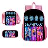 Kpop Witch Hunter High Definition Printing Large Capacity Pink High Value Anti-Hunchback Wear-Resistant 3-Piece Set School Bag Meal