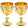 Amosfun 2.7 Inch Retro Goblets Metal Wine Cups Royal Chalices Medieval European Style Embossed Drinking Cups Party Favors 30ml Red