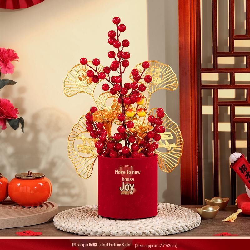 Housewarming Fortune Fruit Bucket Ornament Set - New Home Ceremony Essentials Complete