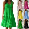 Stylish Women's Holiday Summer Solid Sleeveless Party Beach Loose Short Dress Sundress For Effortless Elegance