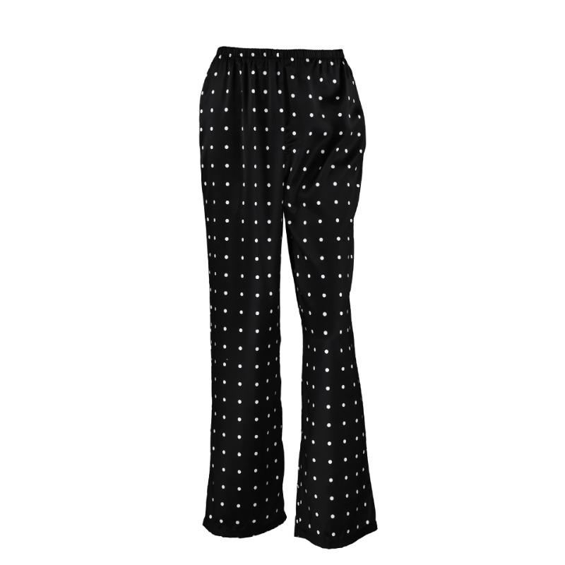 Women Elastic Waist Polka Dot Wide Leg Pants Casual Satin Trousers