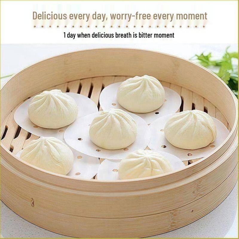 Non-Stick Disposable Steamer Basket Mats - Food-Grade Bun Steaming Paper