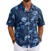 Men's Summer Hawaiian Print Cuban Collar Shirt Lightweight Breathable Short Sleeve Button Down Casual Beach Shirt