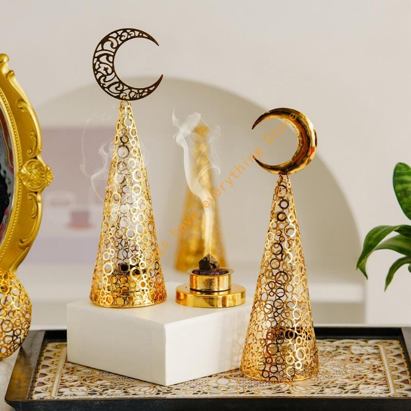 Golden Metal Cutout Pine Tree Incenses Burners Arabic Frankincense Bakhoors Censers for Home Office Meditations Decors 55KF
