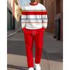 Men's Casual 2-Piece Set Comfortable Long-Sleeved Printing Round Neck Man T-Shirt and Drawstring Sport Two-Piece Sets