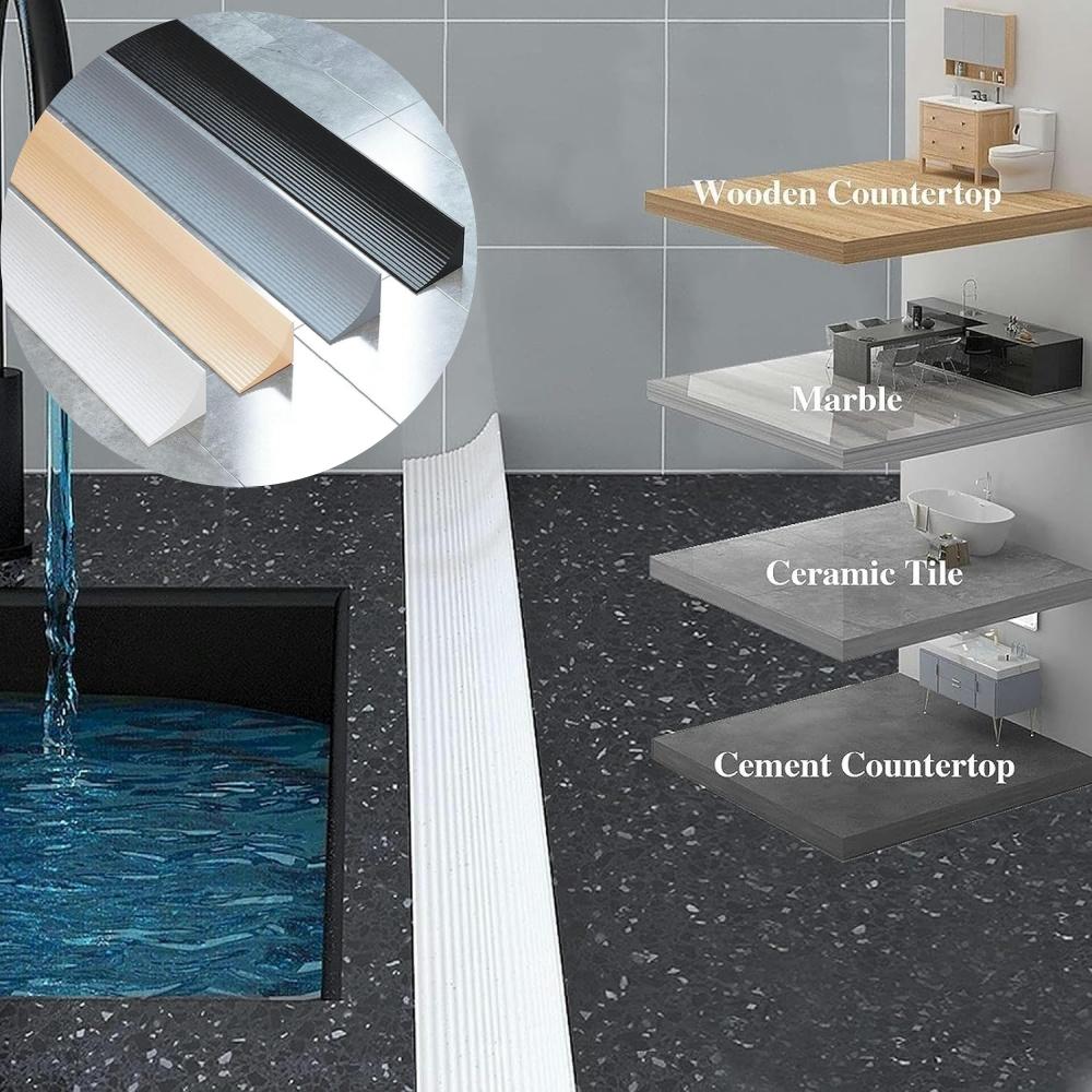 1pc 2m/78.74in Soft Silicone Self-adhesive Strip Kitchen Sink Sink Edge Bathroom Wash Face Countertop Water Blocking Strip