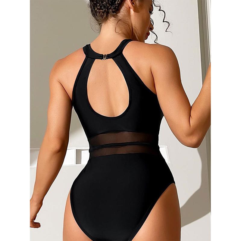 European and American New Fashionable and Sexy Backless Swimsuit Set Seamless Mesh One-piece Swimsuit for Women