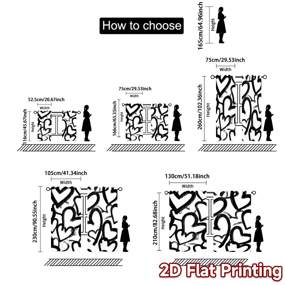 Minimalist Flat Printing Jit Curtains Without Rod Heart Whirl Chic Polyester Easy Install Room Set Of 2 Made