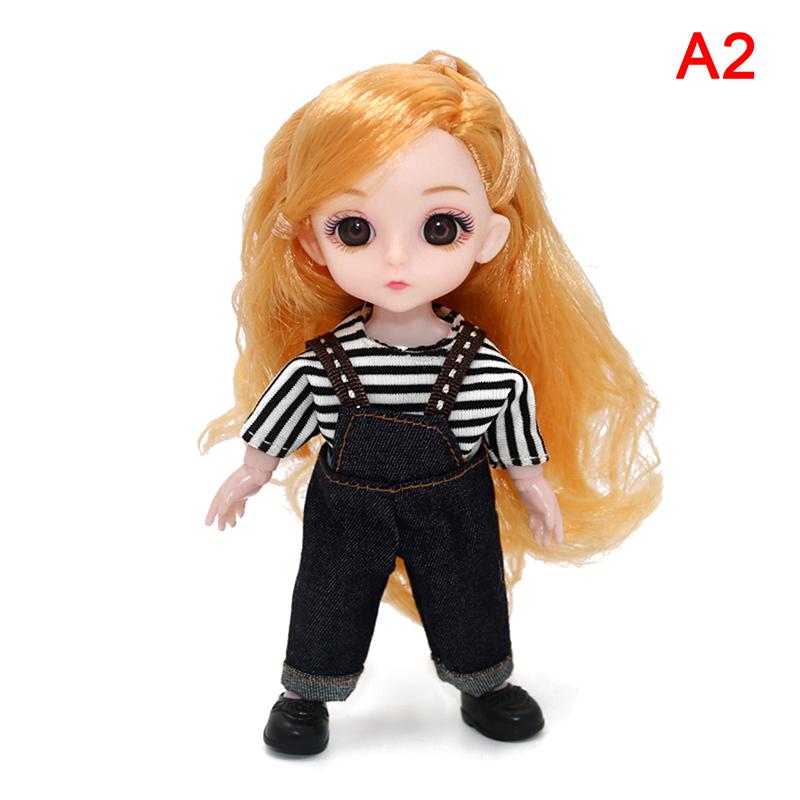 Bjd 16Cm Doll 13 Movable Joints Casual Fashion Princess Clothes Suit Accessories Nude Decoration Multicolor Hair Girl Gift Toy