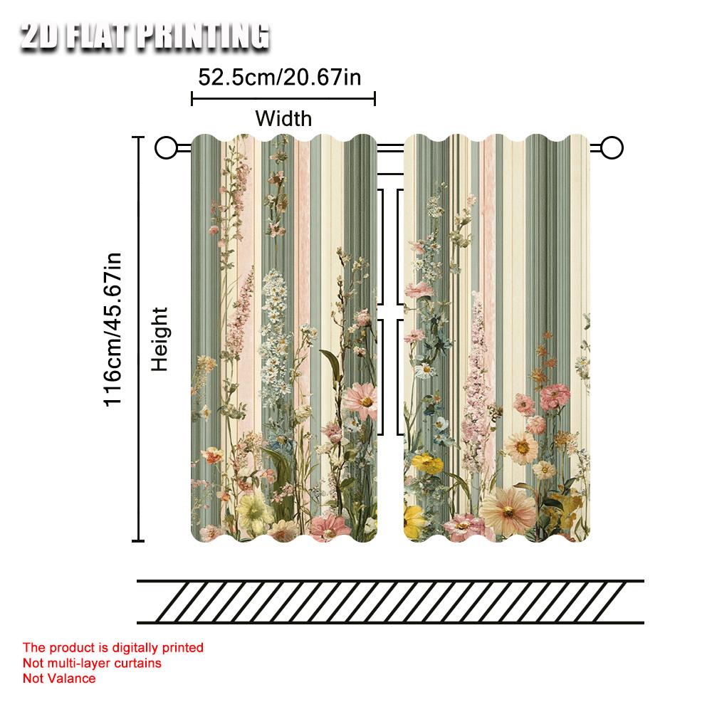 2pc   Window Curtains Botanical Blossoms Durable Polyester  Without Electricity Birthday Party Use for Seasonal Decorations
