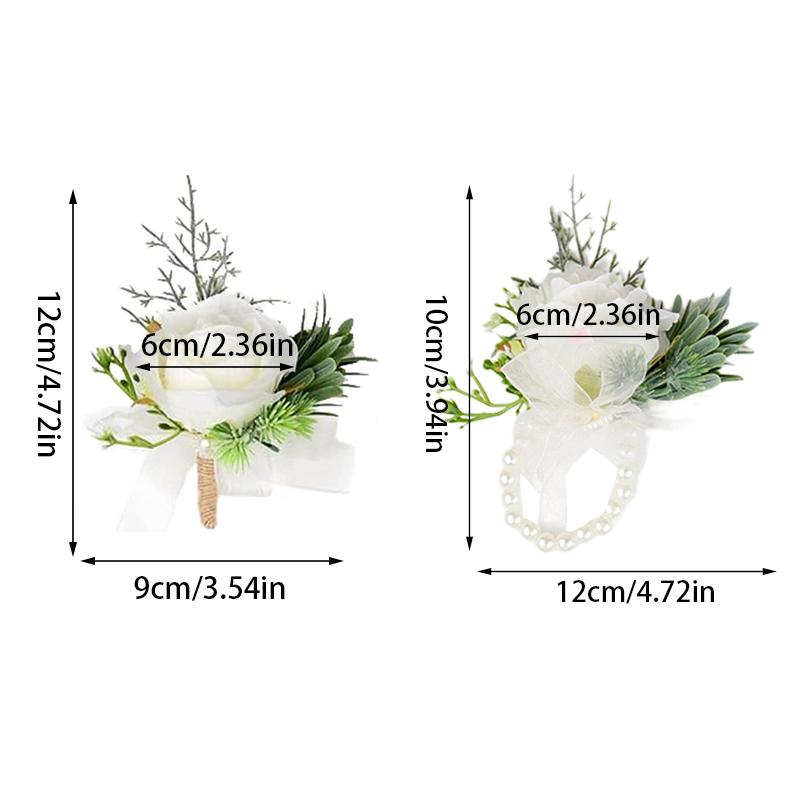 Bracelet de mariage pour demoiselle d'honneur, 1 pièce, fleur de poitrine en perles de Rose, fleur de poignet