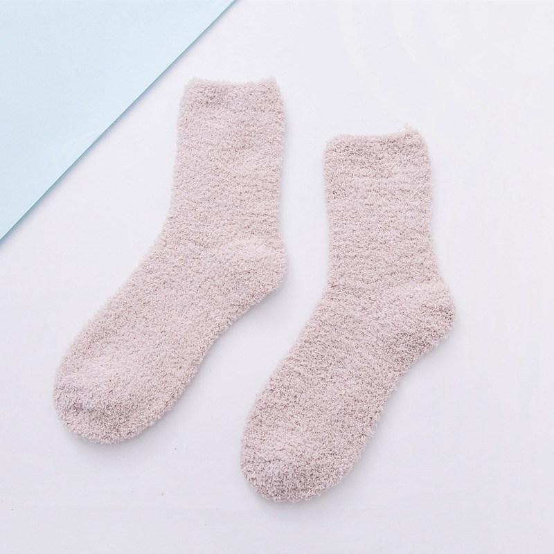 Women's Winter Tube Socks Candy Color 6PC Solid Color Thick Socks Casual Floor Socks Coral Fleece