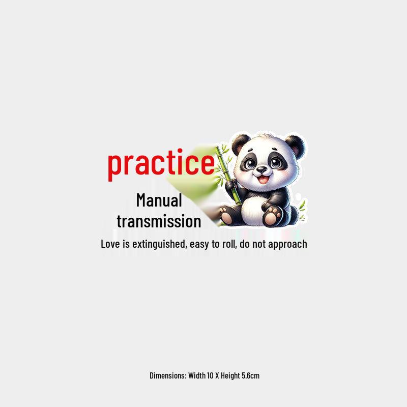 

Panda Car Sticker: Manual Transmission Warning Text for Rear Windshield Decor