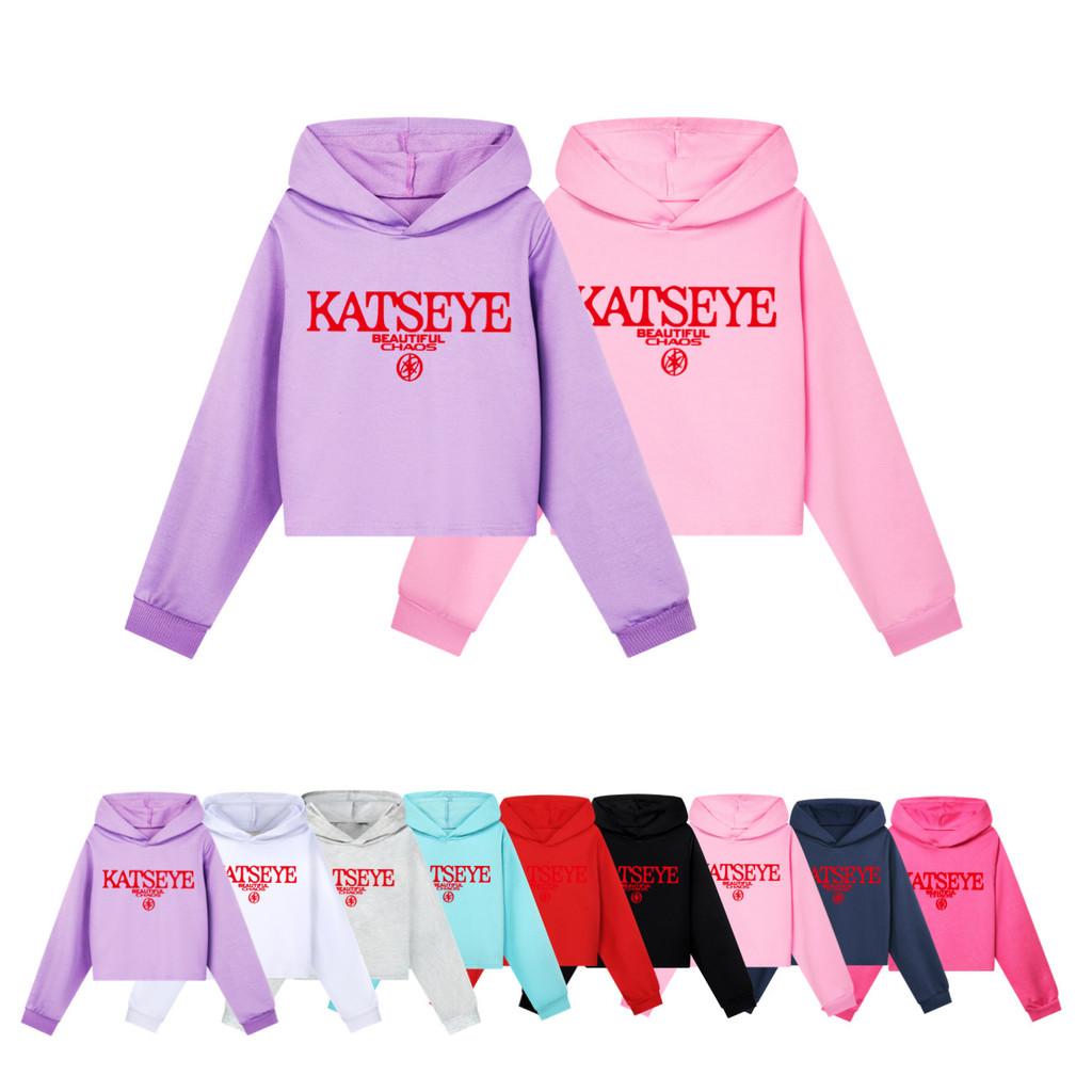 5351 Flickor KATSEYE Tryckt Korea Sångare Vardaglig Bomull Långa Ärmar Huvtröjor