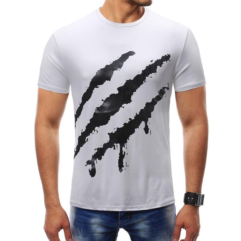 Hochwertiges Herren Sommer Marken Kurzarm Krallenflaggen Druck O-Ausschnitt Schlankes T-Shirt Tops Für Stilvollen Komfort