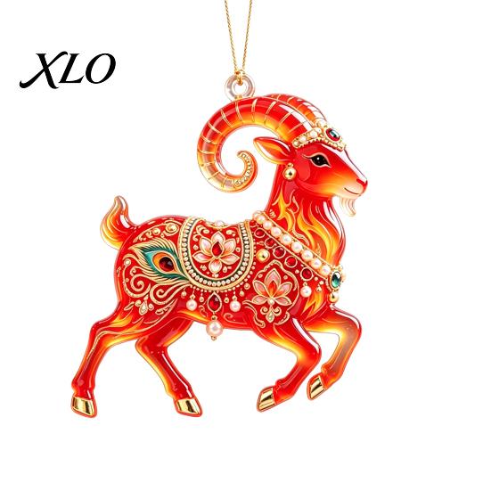 Indoor Party Decorations 2D Acrylic Goat Christmas Tree Pendant, Keychain Bag Charm, Cute Sheep Rearview Seasonal Event Ornament Mirror Hanging